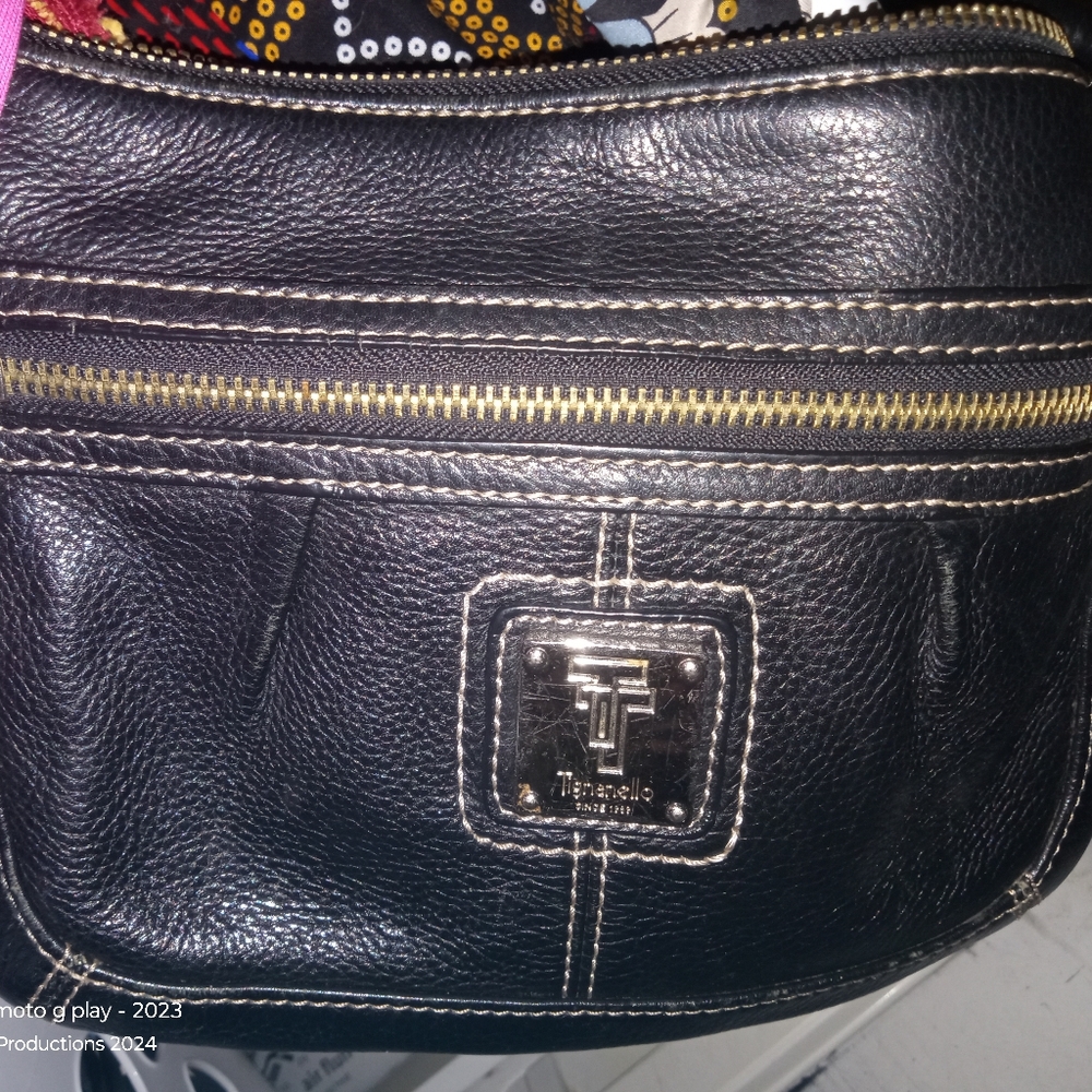 Black leather Crossbody Purse By Tiganelo